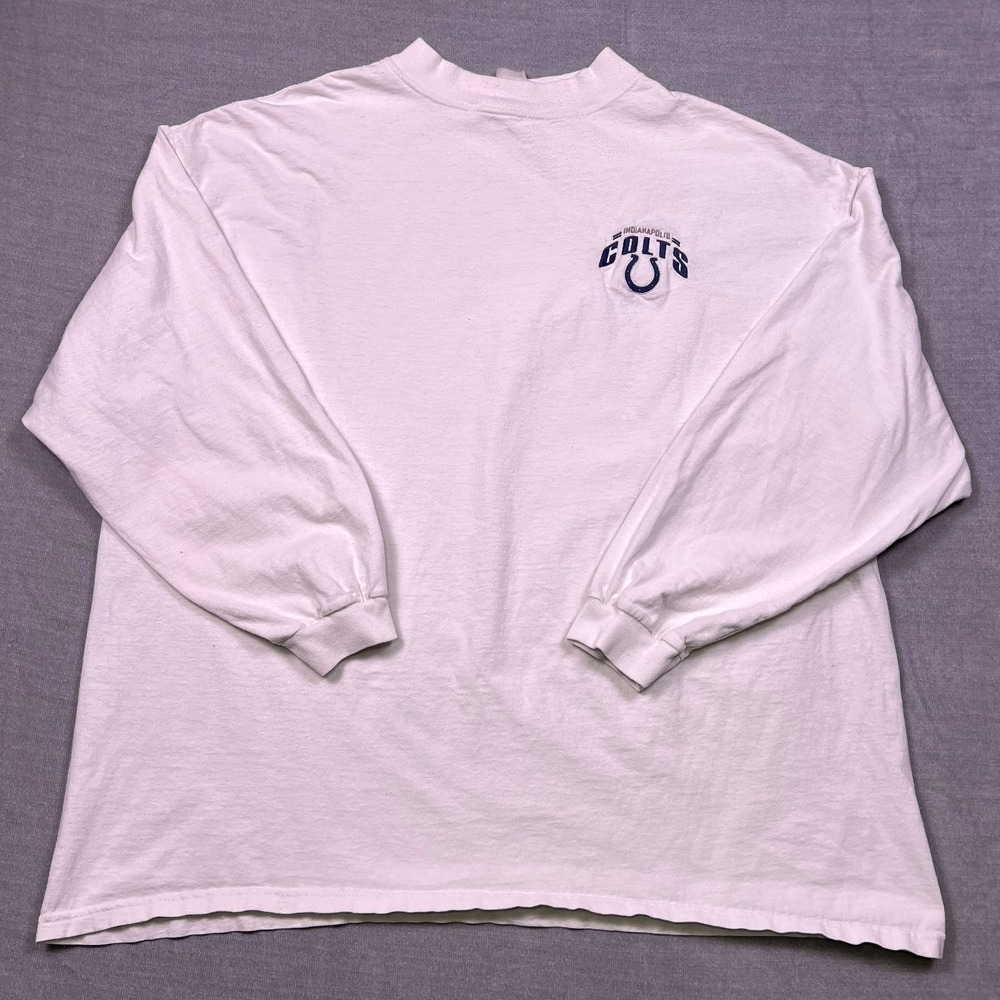 Vintage NFL Mens White Indianapolis Colts Embroidered Logo Long Sleeve T-Shirt